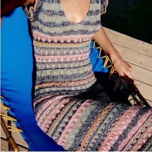 ZARA ruffled pointelle knit dress